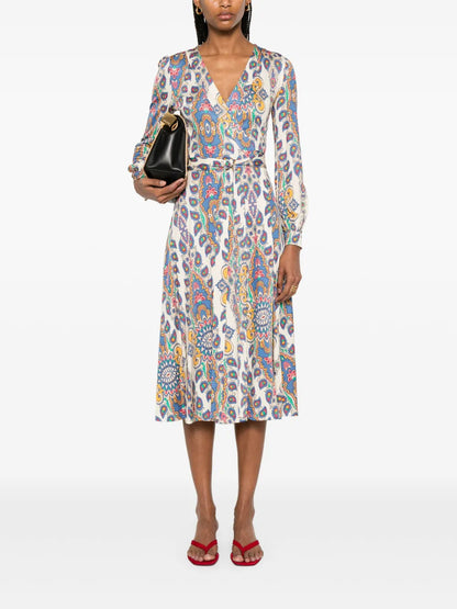 Paisley-Print Midi Dress