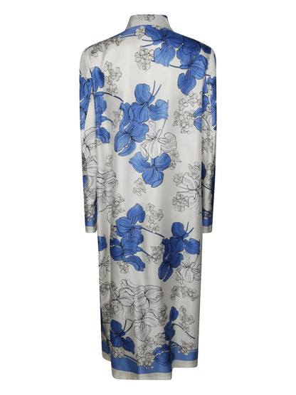 Floral-Print Silk Coat