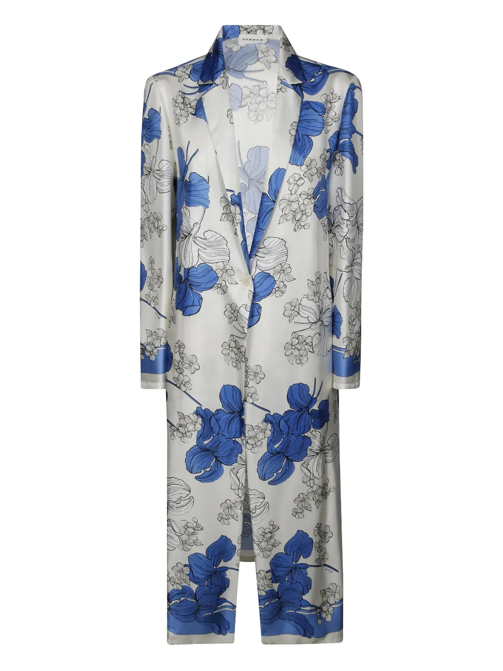 Floral-Print Silk Coat