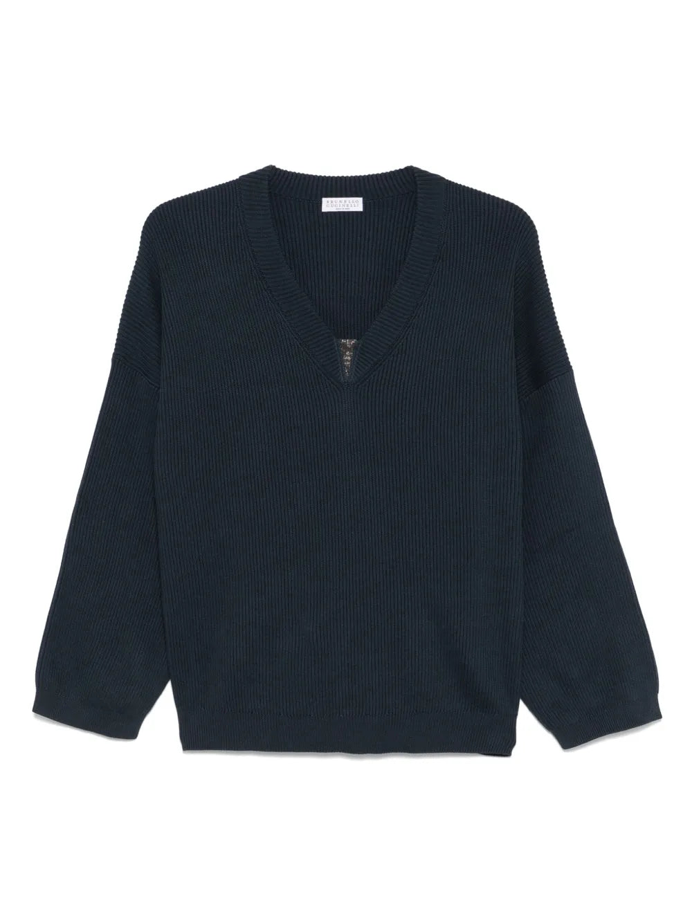 Monili-Detail Ribbed Sweater