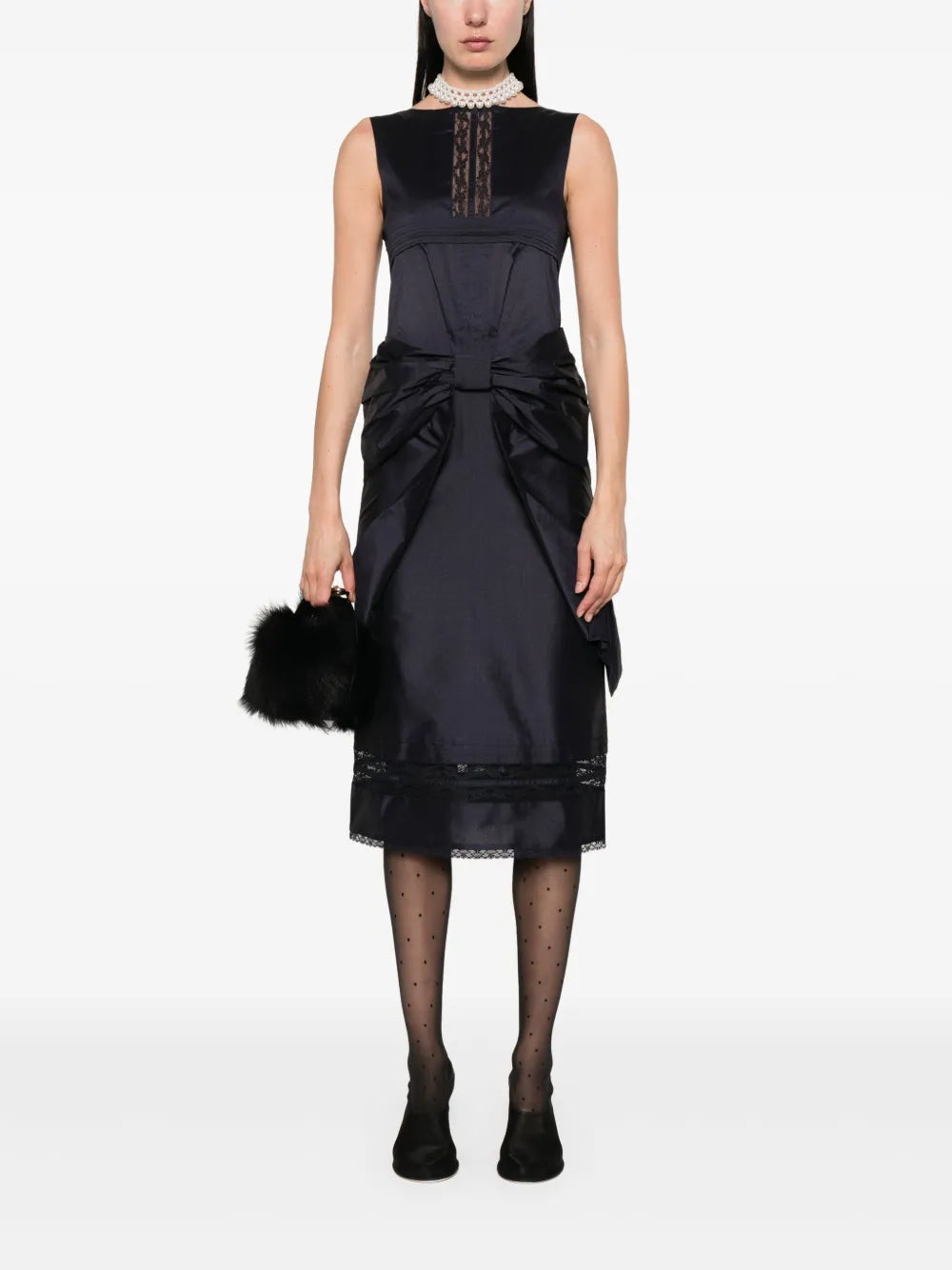 Bow-Embellished Midi Dress