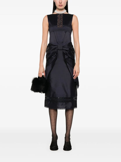 Bow-Embellished Midi Dress