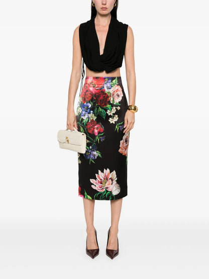 Floral-Print Midi Skirt