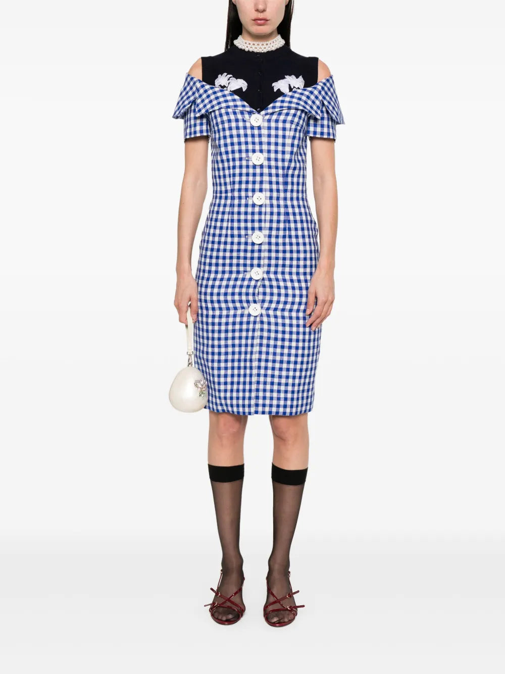 Gingham Check-Print Mini Dress