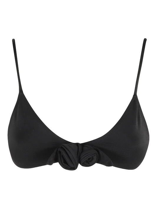 Floral-Appliqué Bikini Top