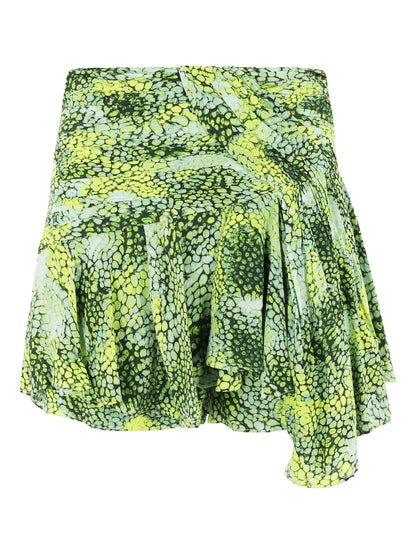 Asymmetric-Ruffle Mini Skirt