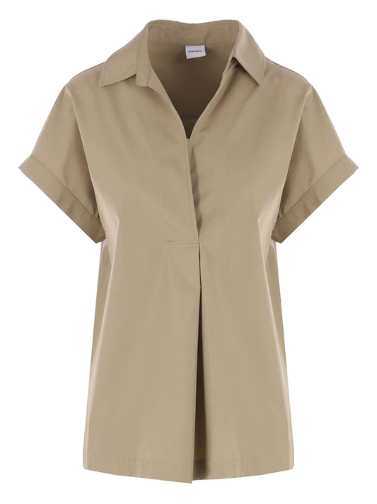 Pleat-Back Short-Sleeve Shirt