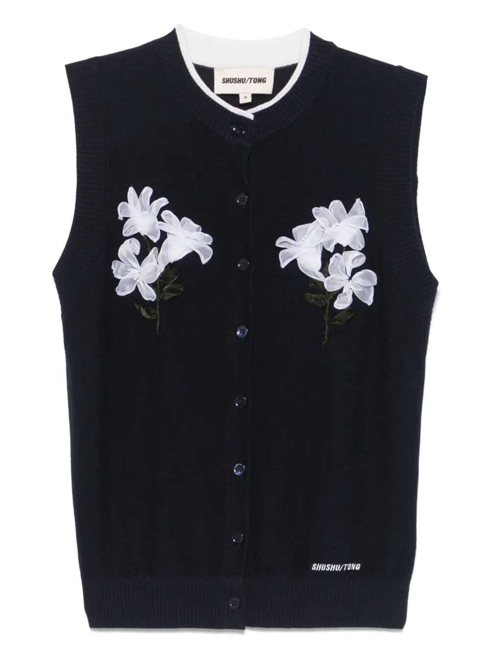 Floral-Appliqué Vest