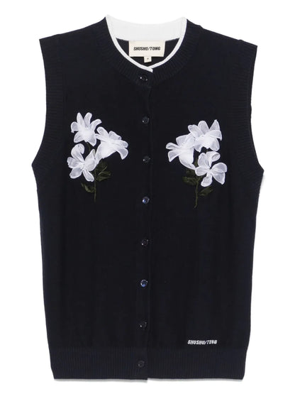 Floral-Appliqué Vest