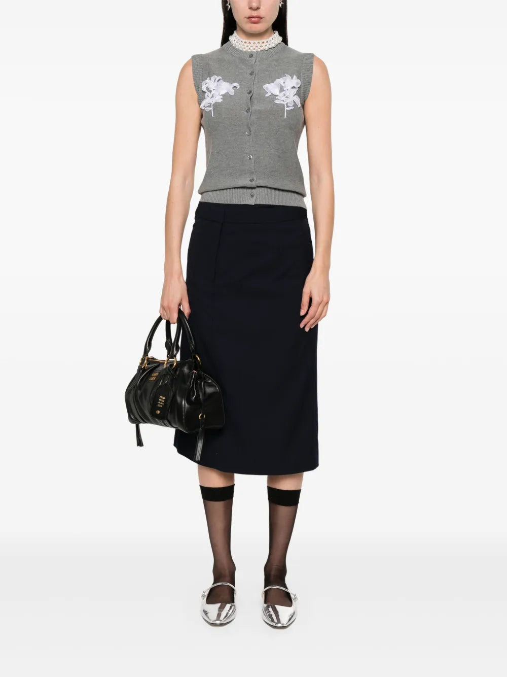 Floral-Appliqué Vest