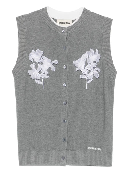 Floral-Appliqué Vest