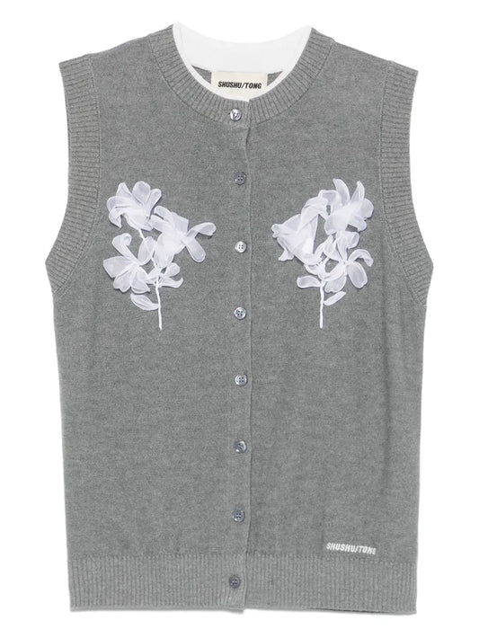 Floral-Appliqué Vest