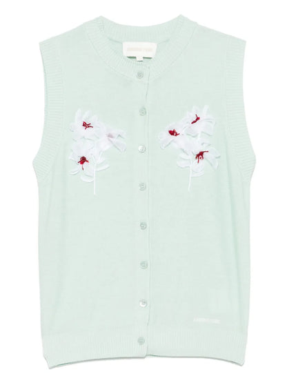 Floral-Appliqué Vest