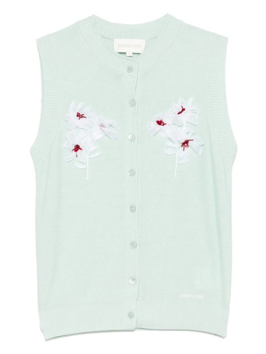 Floral-Appliqué Vest