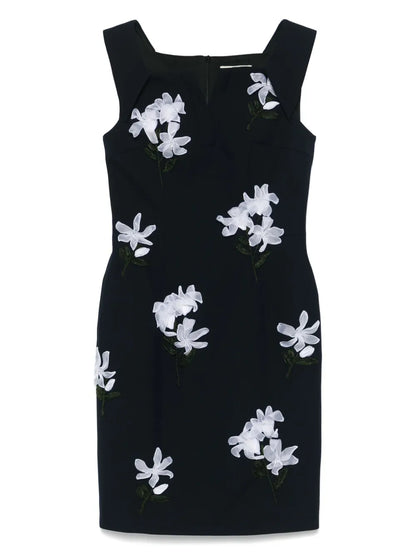 Floral-Appliqué Mini Dress