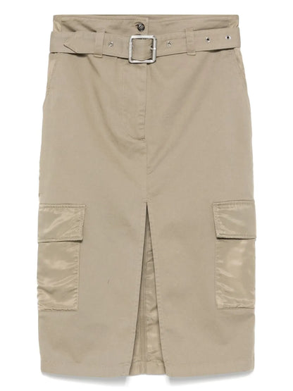 Belted Cargo Midi Skirt