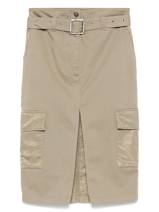 Belted Cargo Midi Skirt