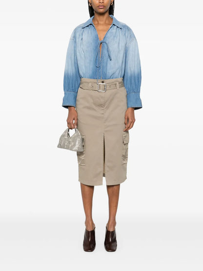 Belted Cargo Midi Skirt