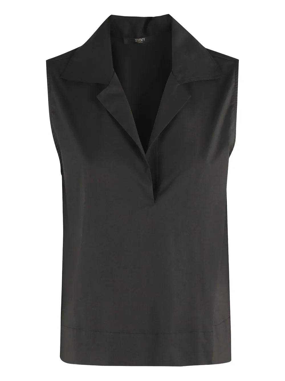 Wingtip-Collar Sleeveless Blouse