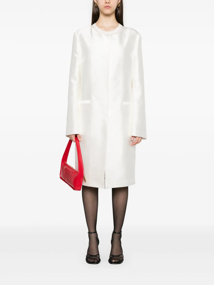 Collarless Silk Coat
