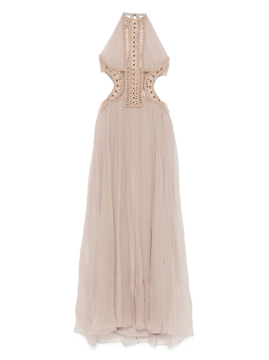 Embroidered Tulle Maxi Dress