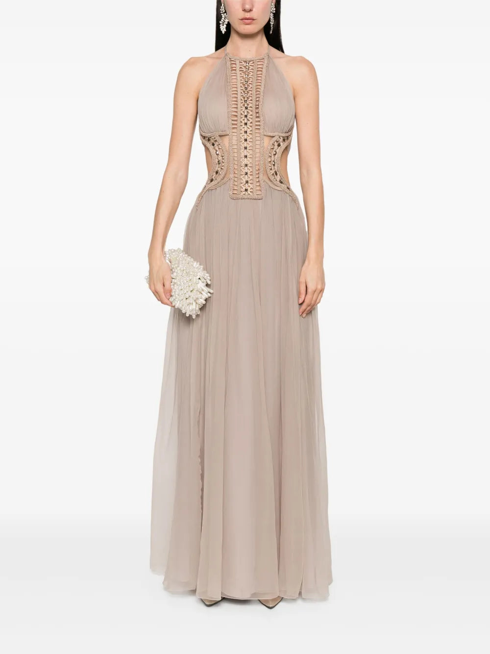 Embroidered Tulle Maxi Dress