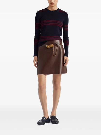 Belted Leather Miniskirt