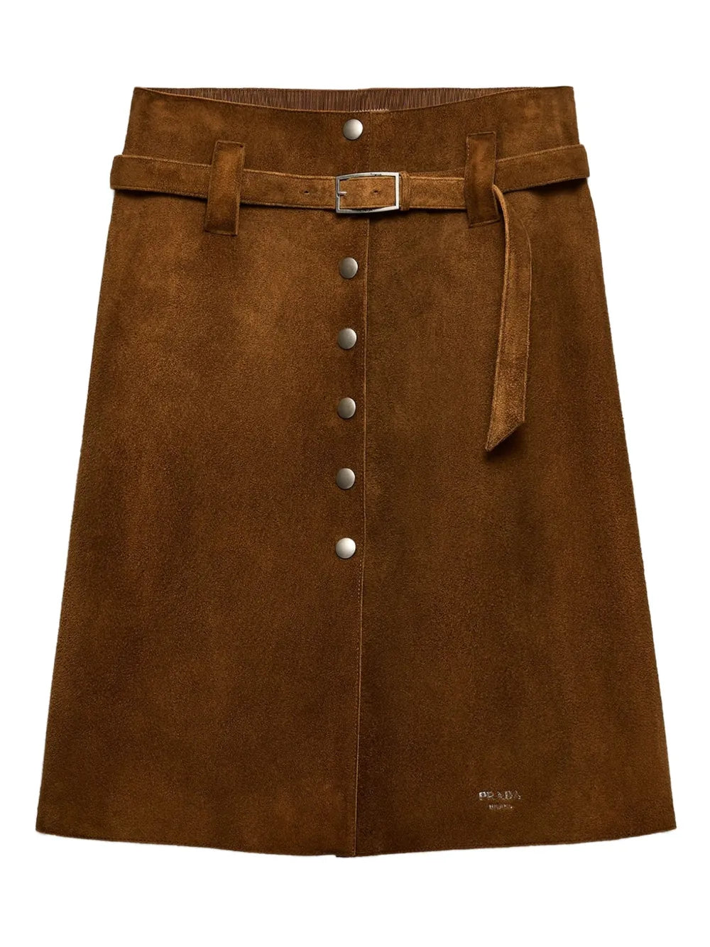 Button-Front Suede Skirt