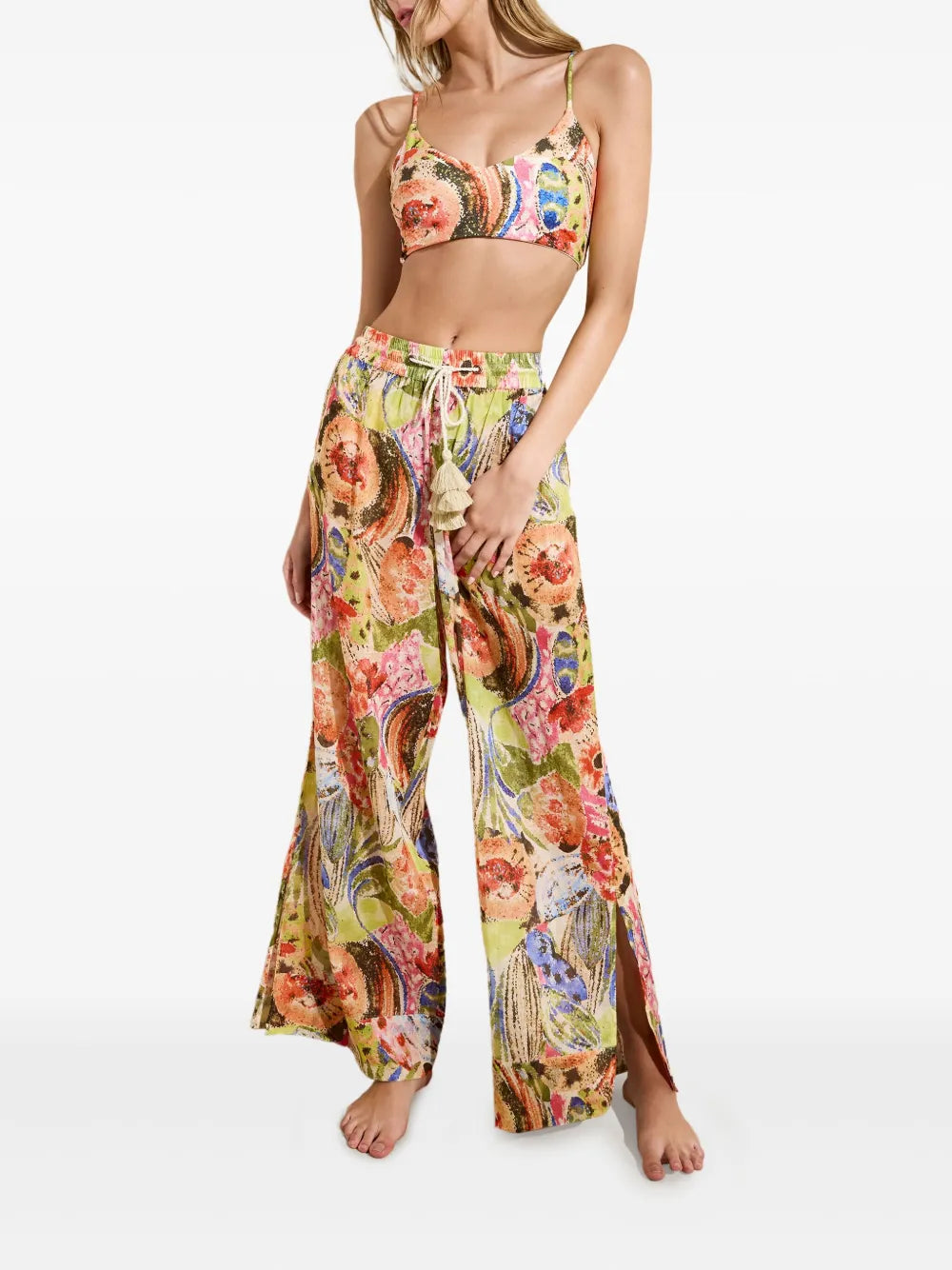 Ariel Floral-Print Wide-Leg Trousers
