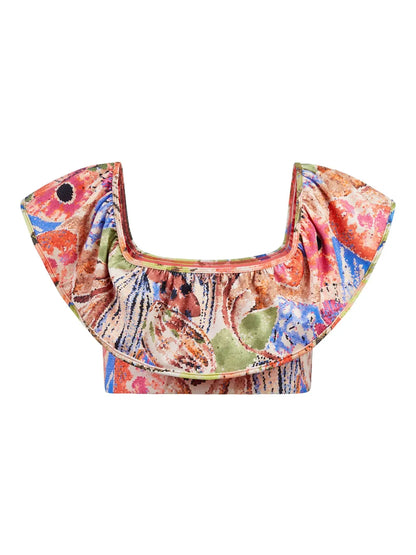 Emily Ruffle-Detail Swim Top