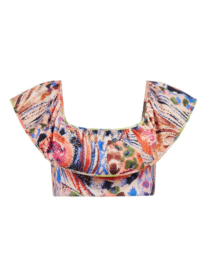 Emily Ruffle-Detail Swim Top