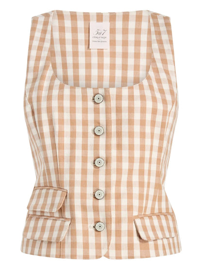 Gingham Denim Top
