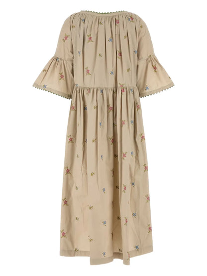 Taso Embroidered Flounce-Sleeve Dress