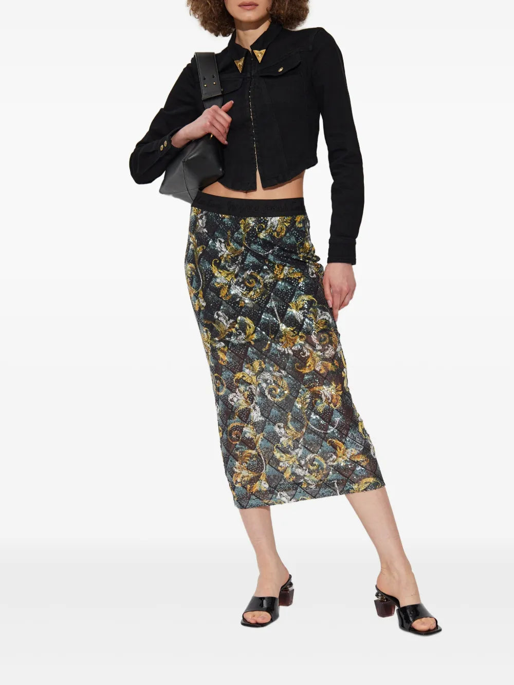 Sequin-Embellished Midi Skirt