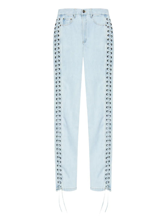 Lace-Up Detail Jeans