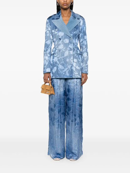 Devoré Rose Denim-Print Blazer
