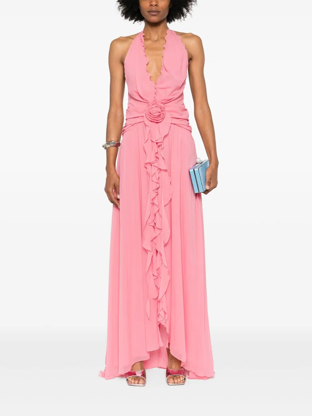 Floral-Appliqué Maxi Dress