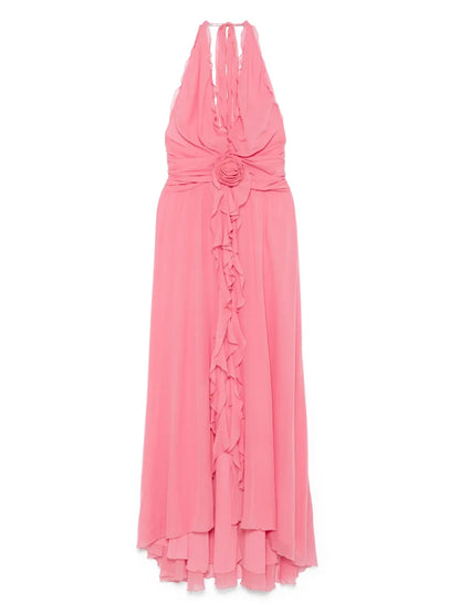 Floral-Appliqué Maxi Dress
