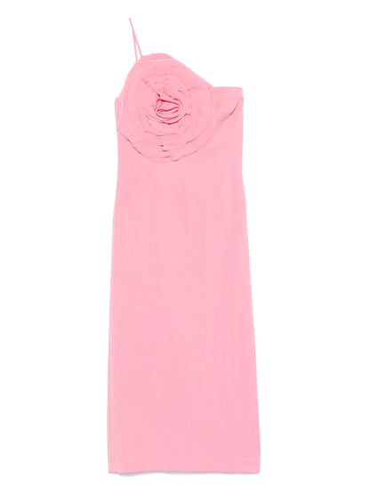 Floral-Appliqué Midi Dress