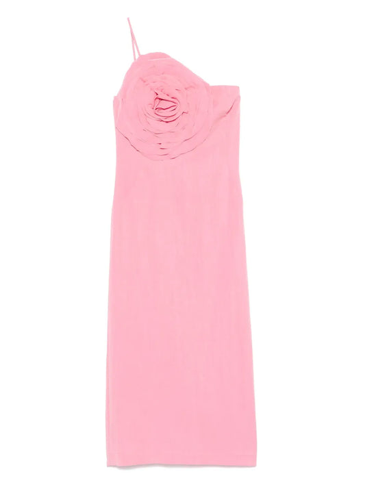 Floral-Appliqué Midi Dress