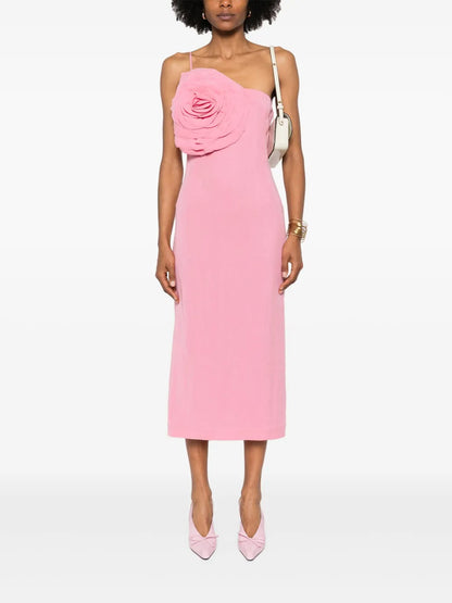 Floral-Appliqué Midi Dress