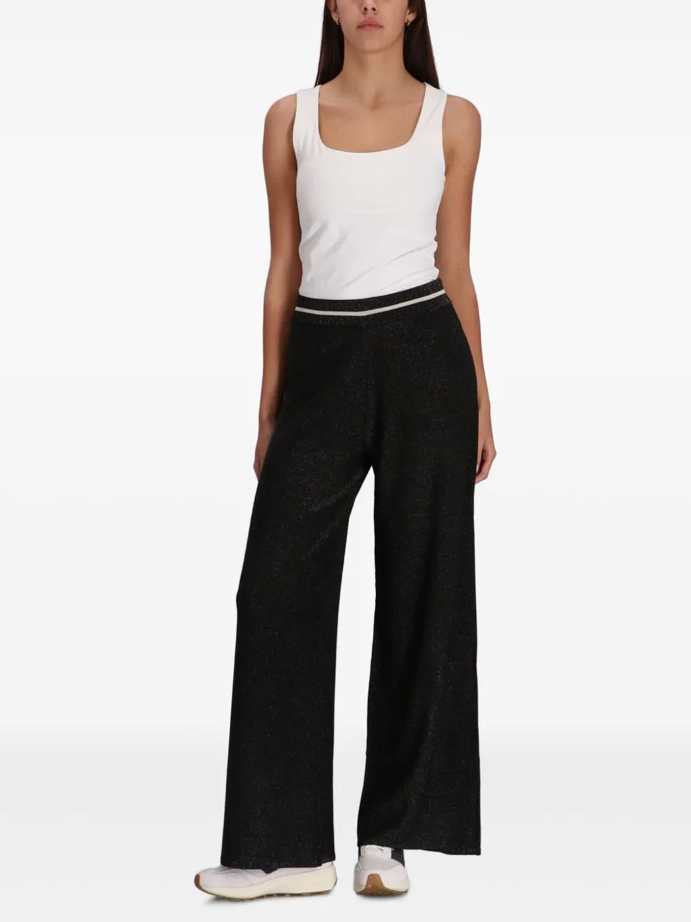 Glitter-Jersey Wide-Leg Trousers