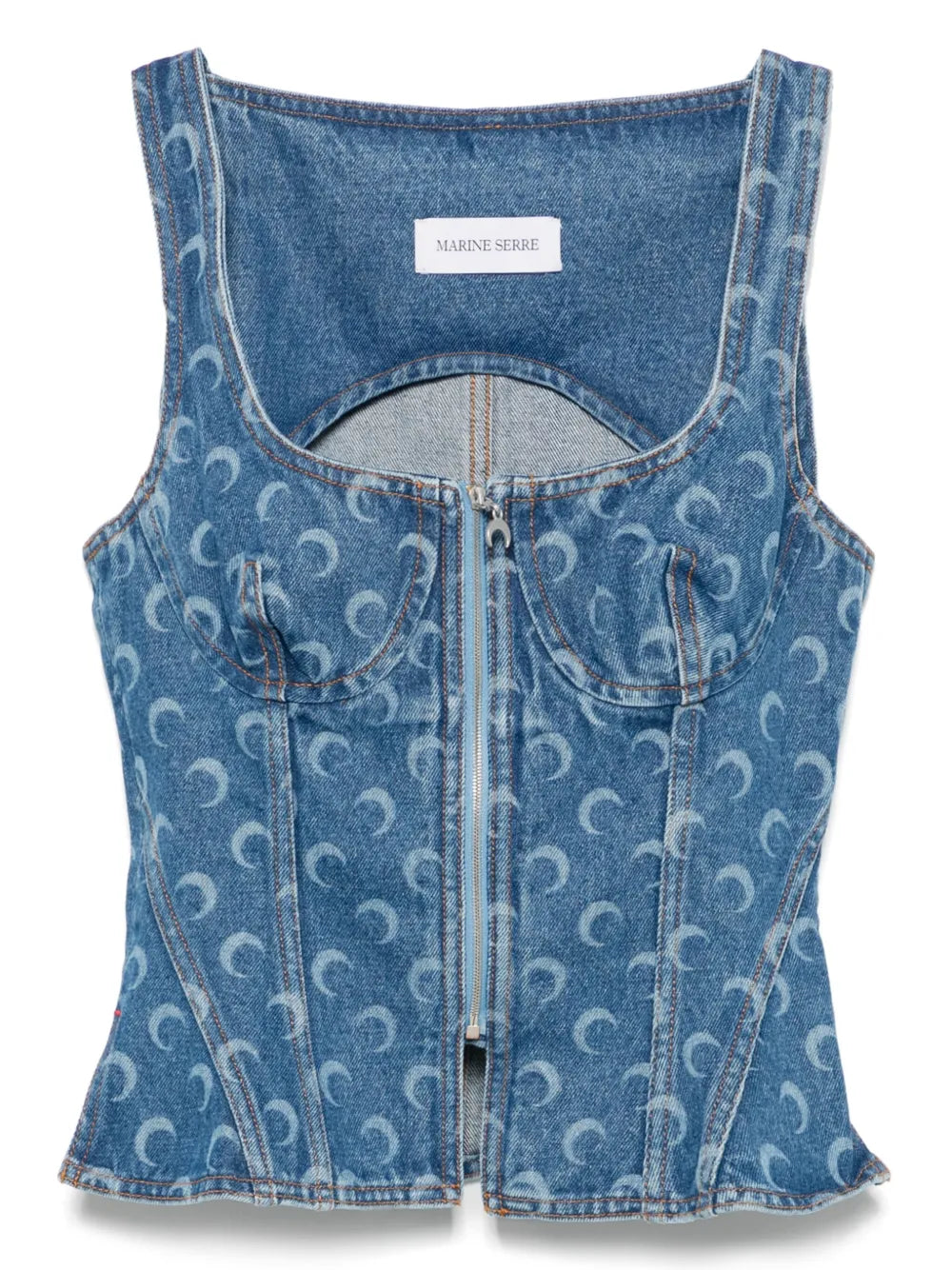 Moon Laser Denim Bustier Top