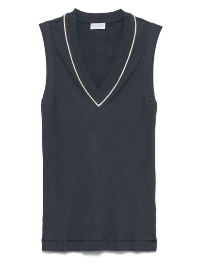 Fine-Ribbed Tank Top