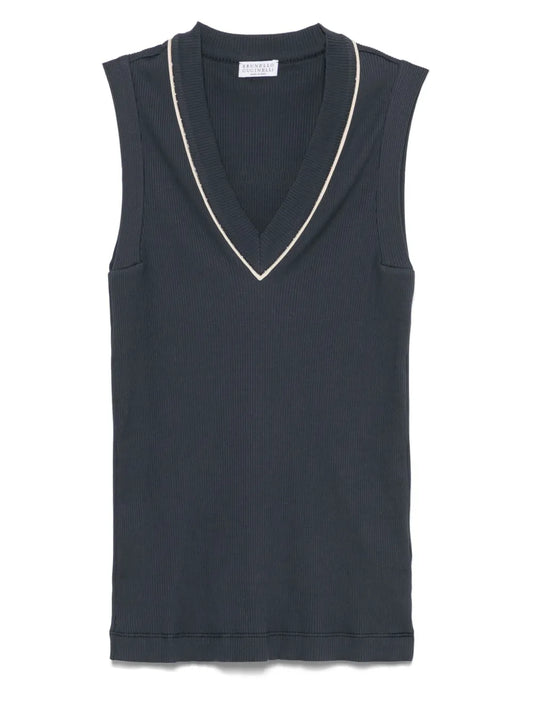 Fine-Ribbed Tank Top