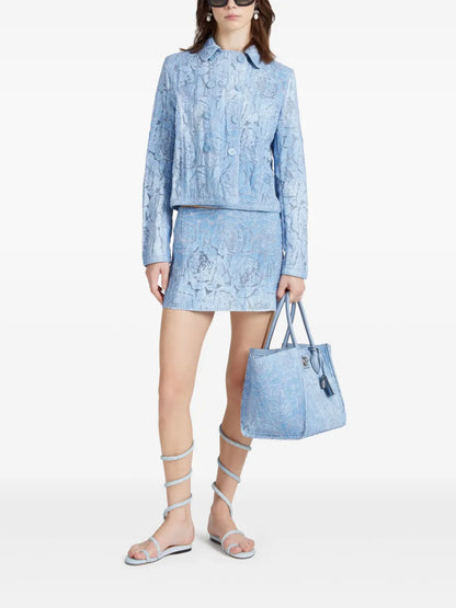 Floral-Embossed Miniskirt