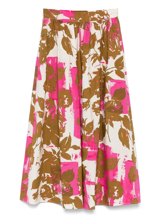 Floral-Print Midi Skirt