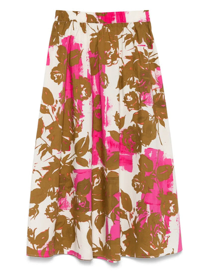 Floral-Print Midi Skirt