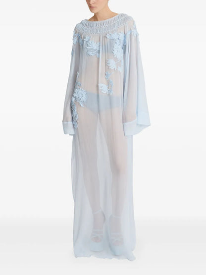 Embroidered Sheer Maxi Dress