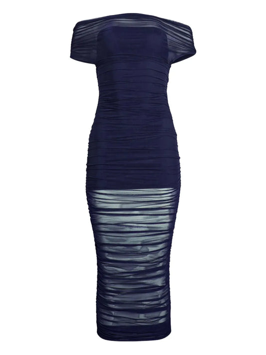 Noel Ruched Off-Shoulder Dress